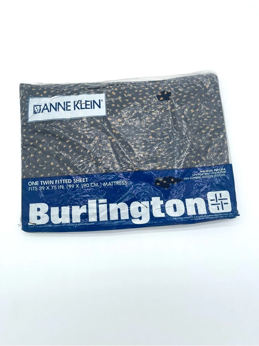 Anne Klein Lion Twin Fitted Sheet – Designer Linens Vintage 1970’s Burlington